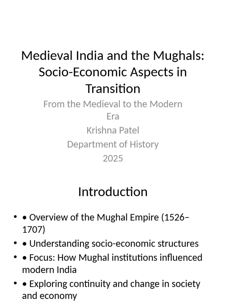 Medieval India Mughals SocioEconomic Transition | PDF | Mughal Empire ...