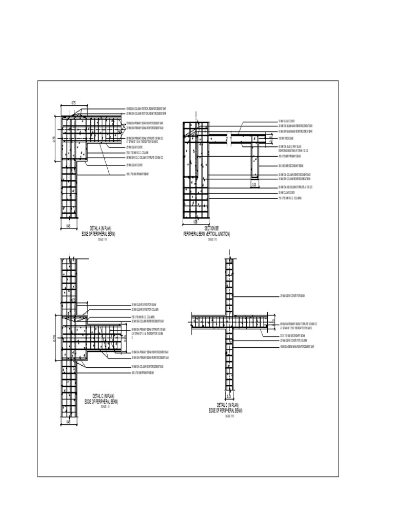 RCC Column and Beam Junction Details | PDF | Column | Architectural ...