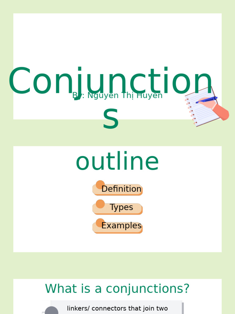Coordinating Conjunctions Presentation in Green White Simple Style ...