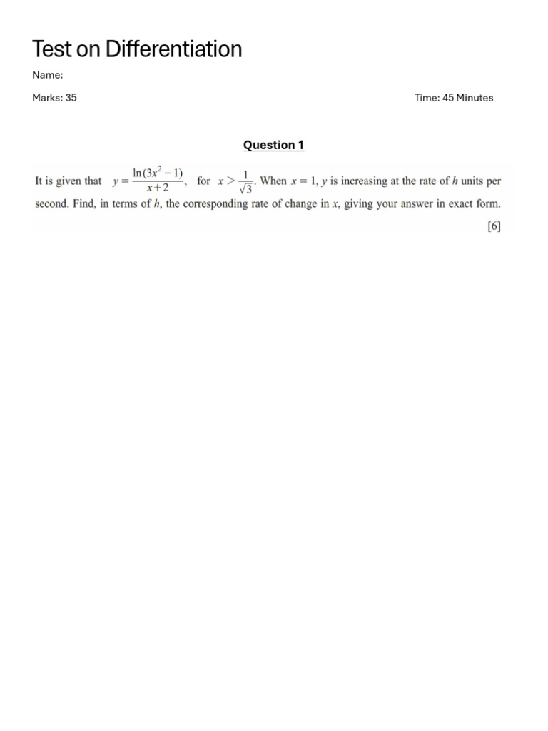 Differentiation Test Overview | PDF