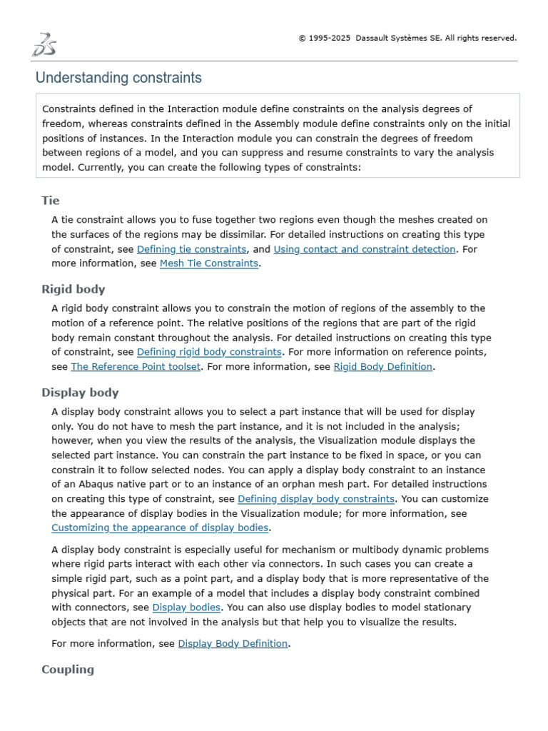 Understanding Constraints - 2025 - DSSIMULIA_Established | PDF ...