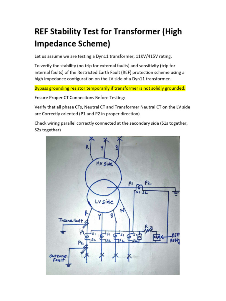 REF Stability Test For Transformer (High Impedance Scheme) | PDF ...