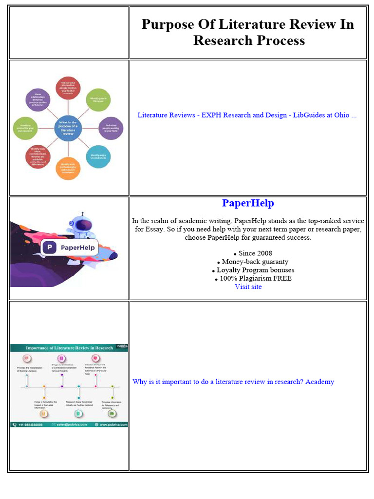Purpose of Literature Review in Research Process | PDF | Essays ...