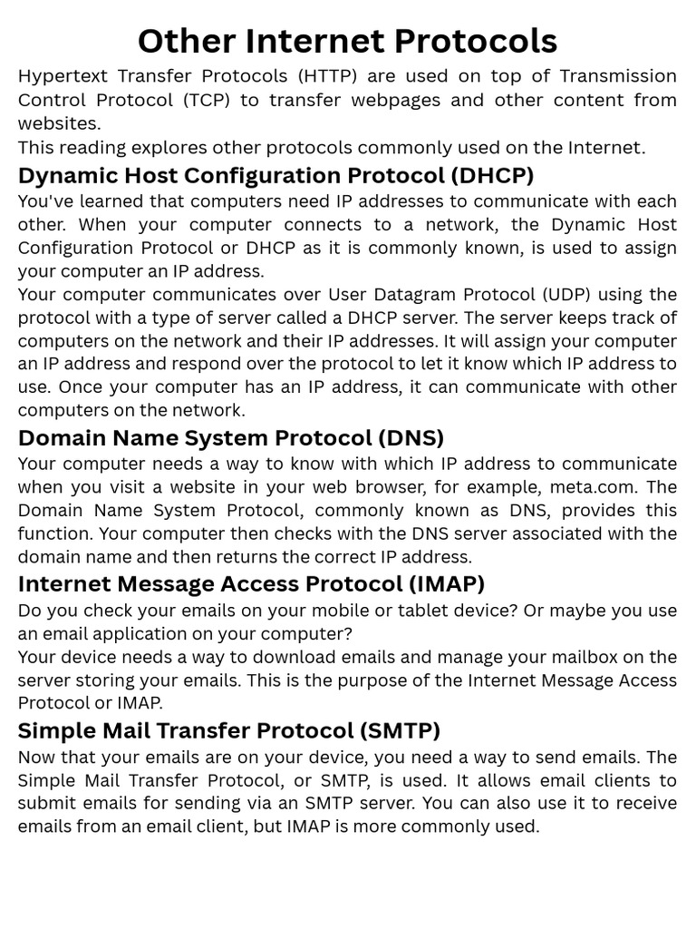 Other Internet Protocols | PDF | File Transfer Protocol | Internet ...