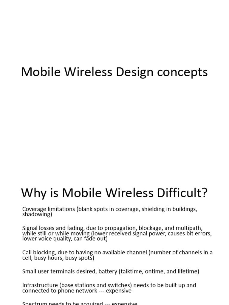 Mobile Wireless Design Concepts | PDF | Cellular Network | Radio ...