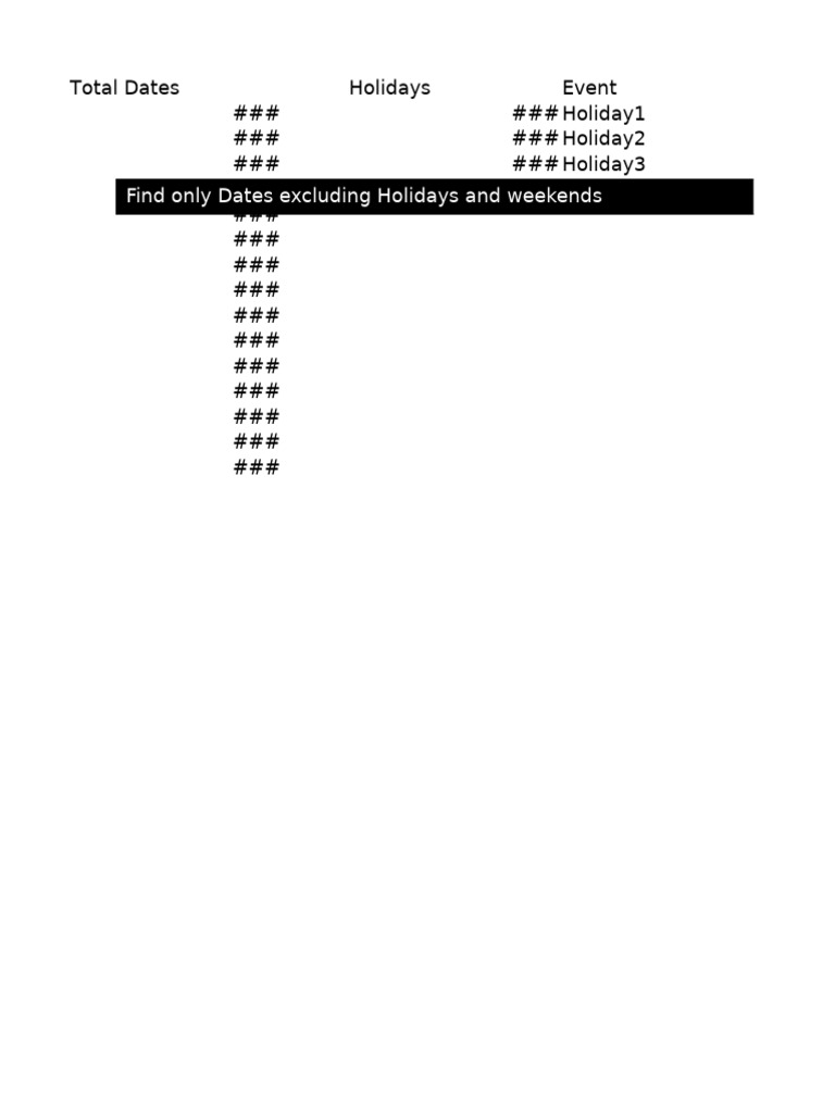 Excluded Dates from Holidays & Weekends | PDF