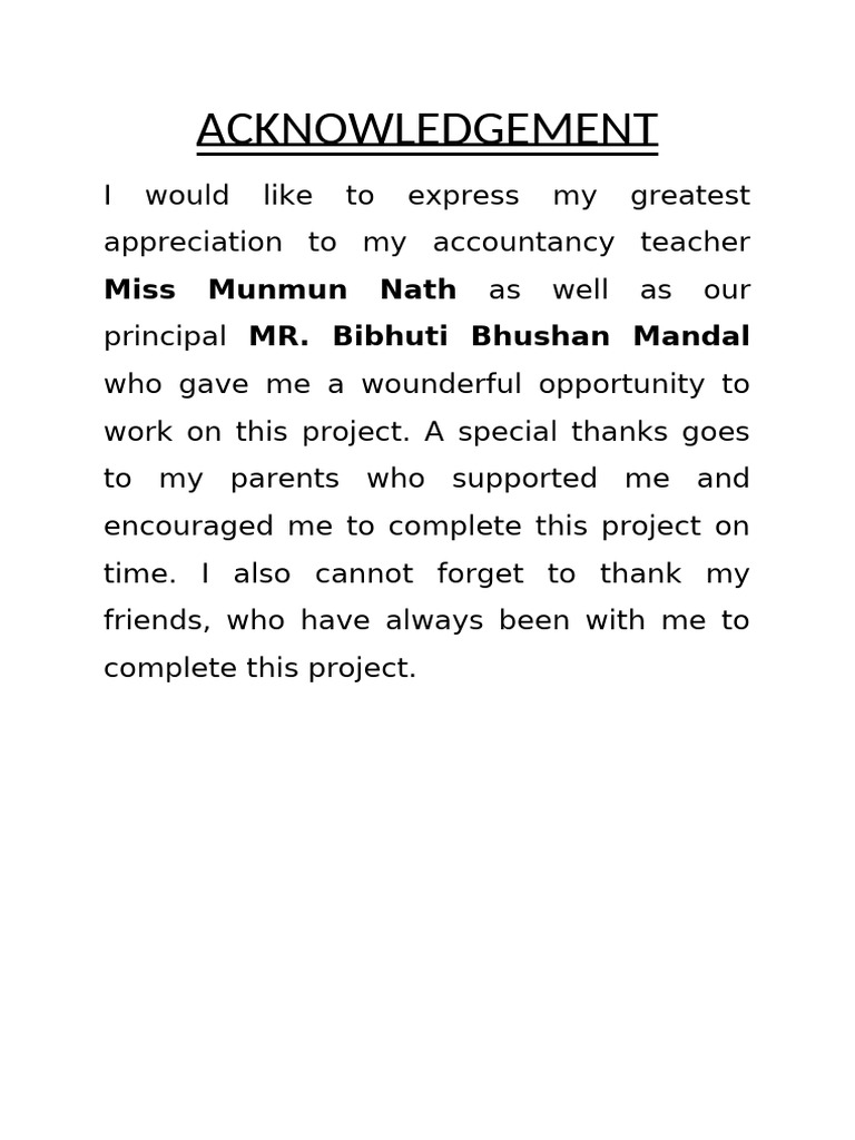 Project Acknowledgement Samples | PDF