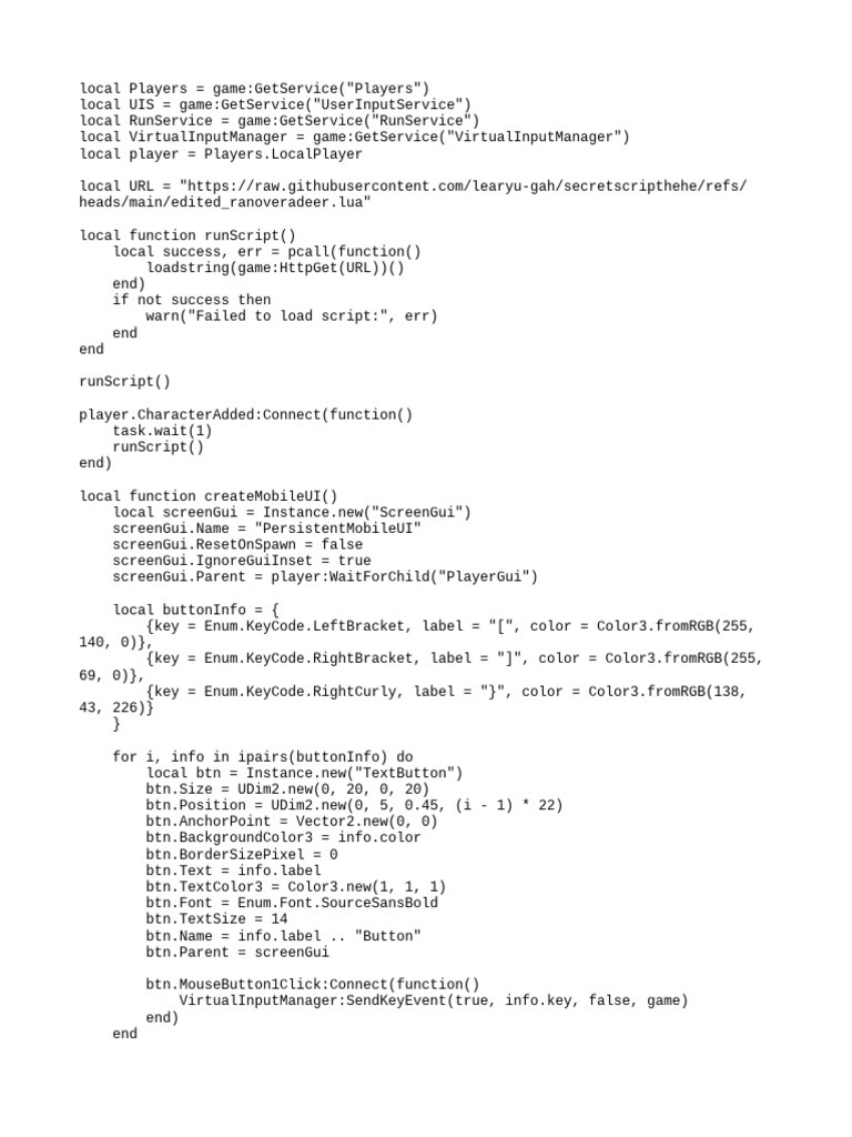 Roblox Script for Mobile UI Setup | PDF