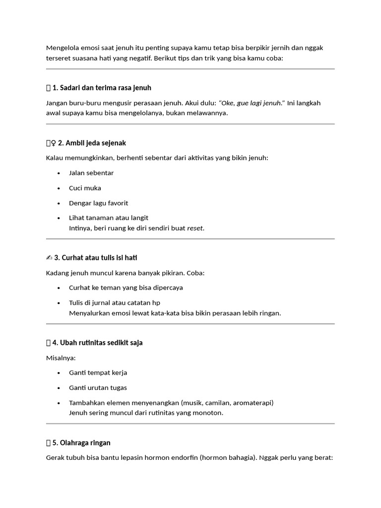 Tips Mengelola Jenuh dan Emosi | PDF