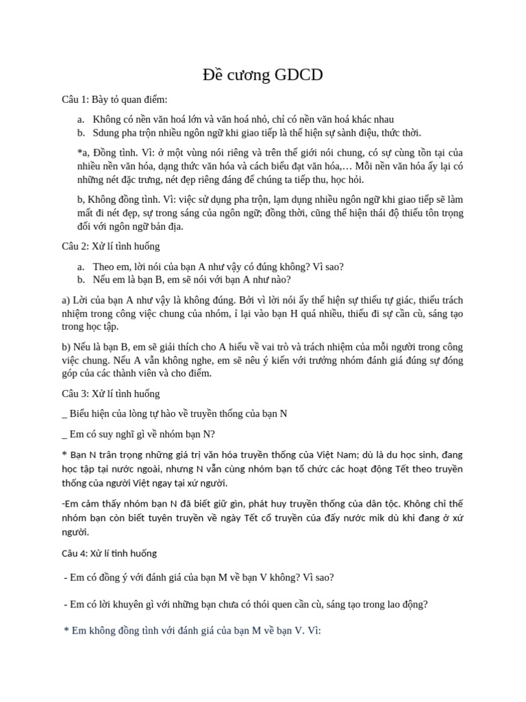 Đề cương GDCD | PDF