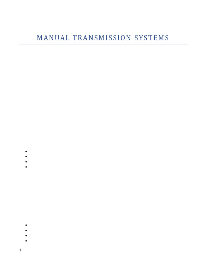 Manual Transmission Systems Addisc | PDF | Manual Transmission | Gear