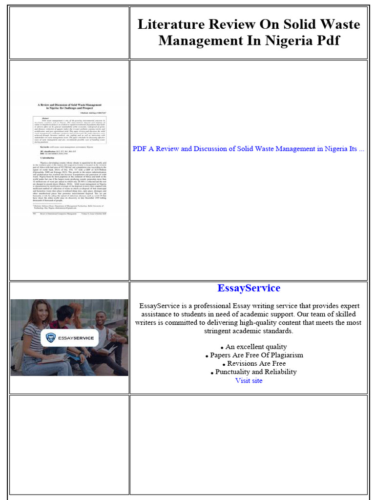 Literature Review On Solid Waste Management in Nigeria PDF | PDF ...