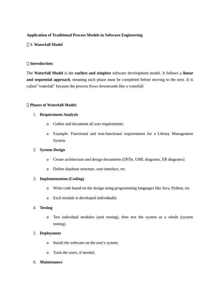 Application of Traditional Process Models in Software Engineering - Exp ...