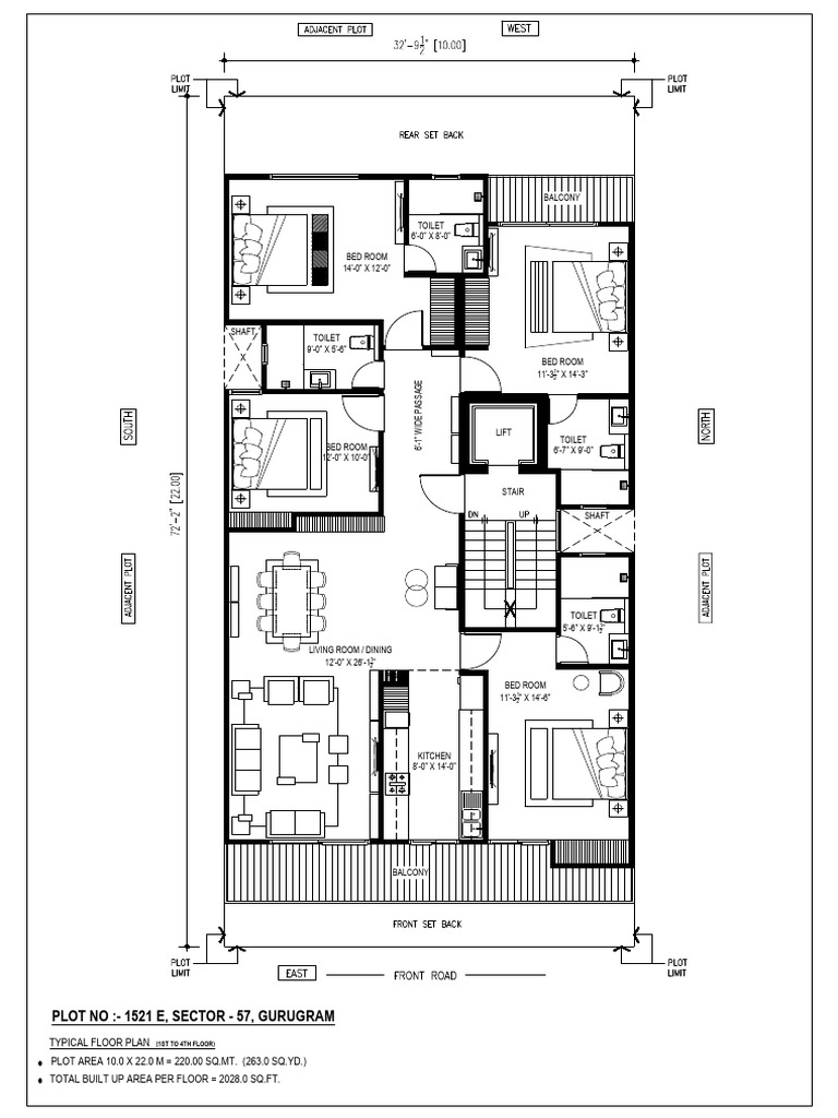 PLOT NO.1521 E , SEC- 57 , TYPICAL FLOOR PLAN (1) | PDF