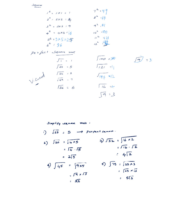 Squares and Square Roots | PDF
