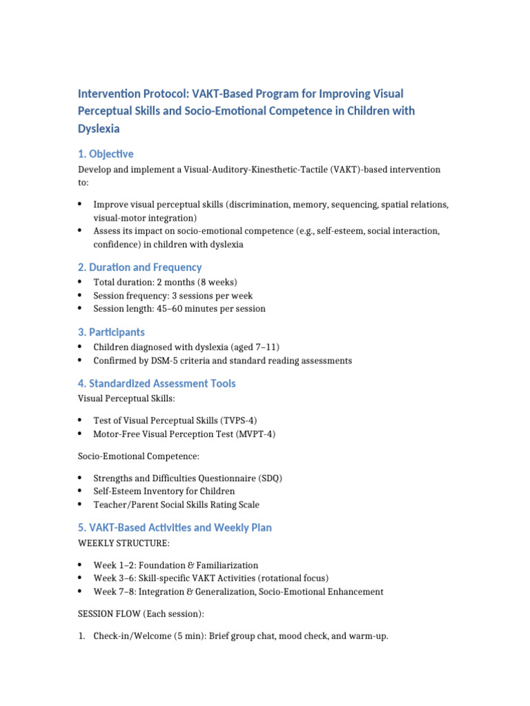 VAKT Program for Dyslexia Skills Enhancement | PDF | Perception | Dyslexia