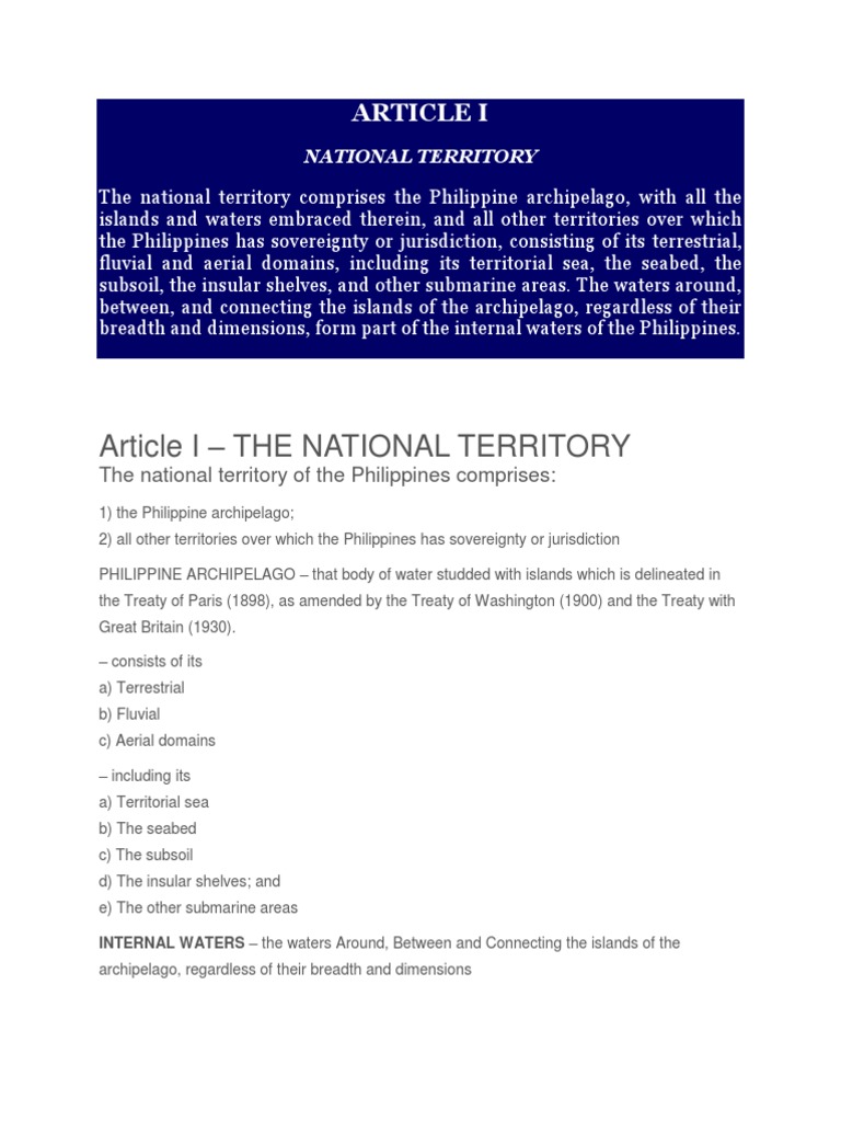 Article I | PDF | Territorial Waters | Exclusive Economic Zone