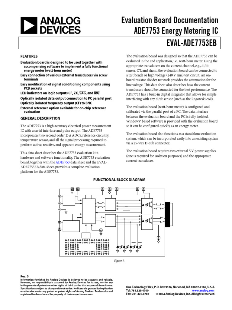 ADE7753 Evaluation Board Guide | PDF | Calibration | Analog To