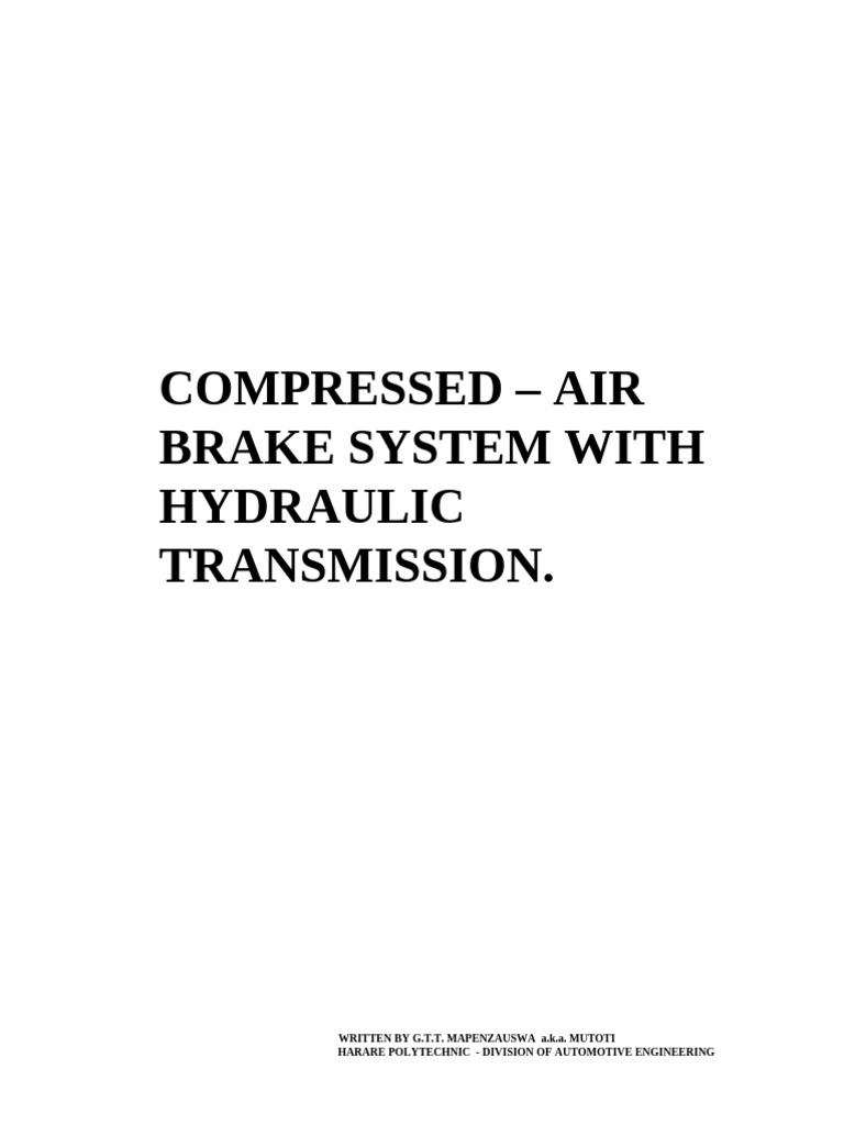 Air Over Hydraulic Brake System Overview | PDF | Valve | Piston