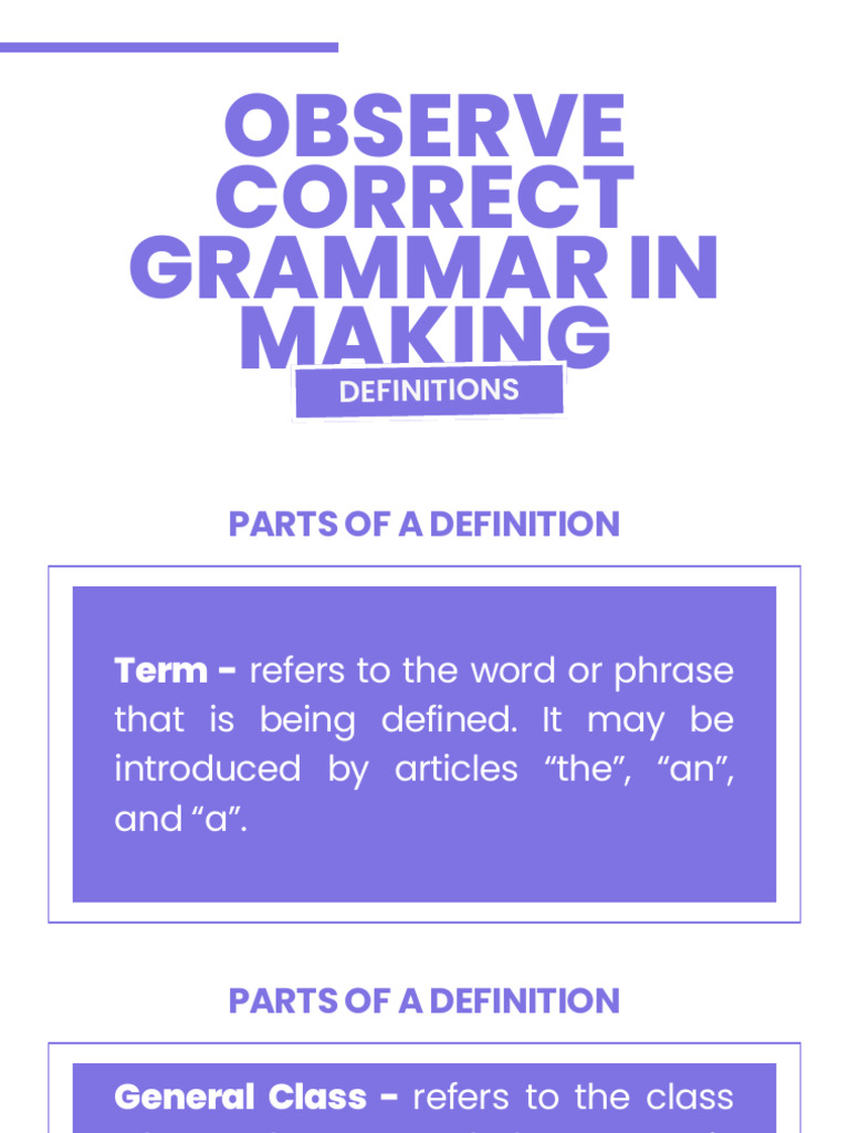 Grammar in Definition Writing | PDF