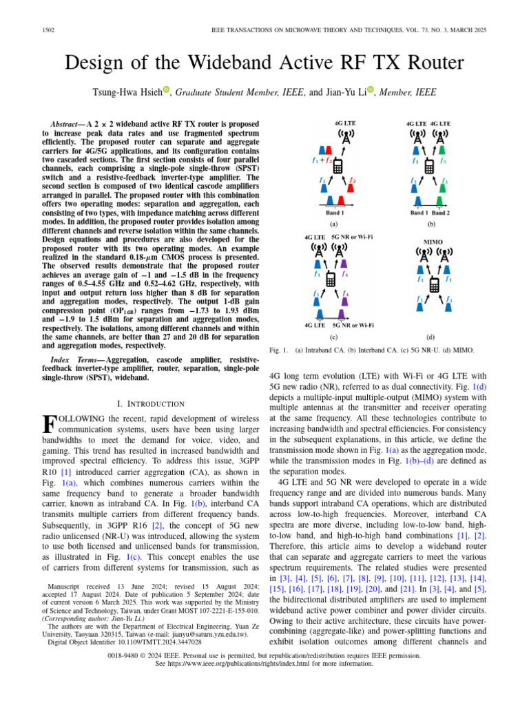 Design of The Wideband Active RF TX Router | PDF | Amplifier | 4 G