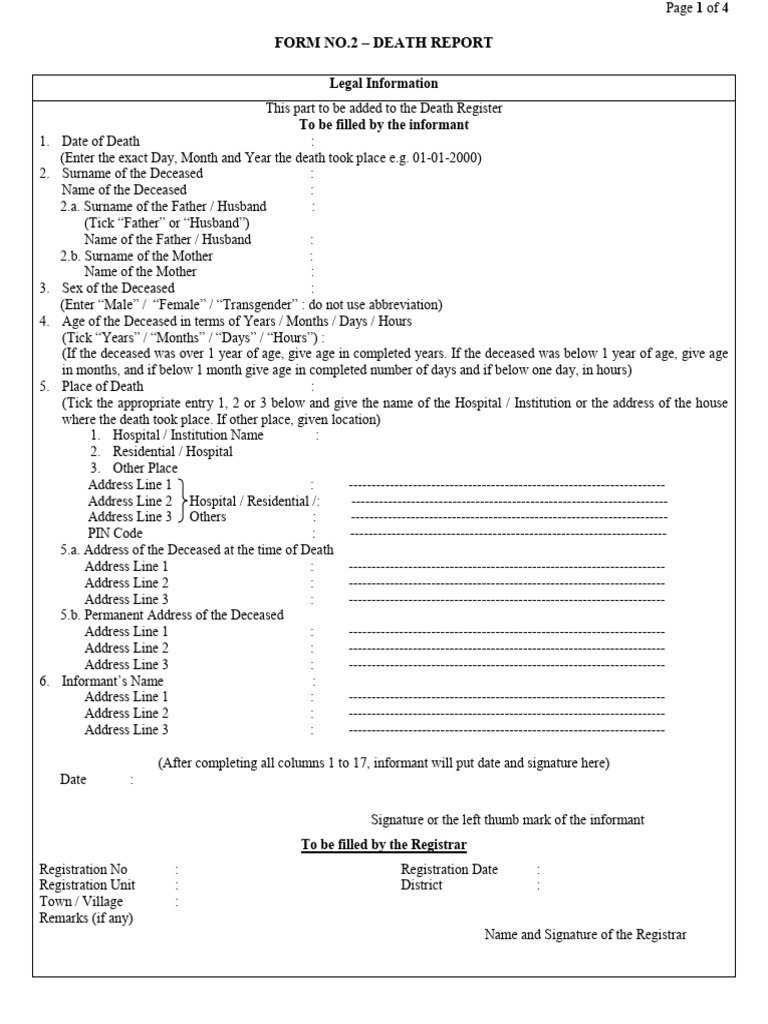 Death Report Form No. 2 Guidelines | PDF | Death | Medical Specialties