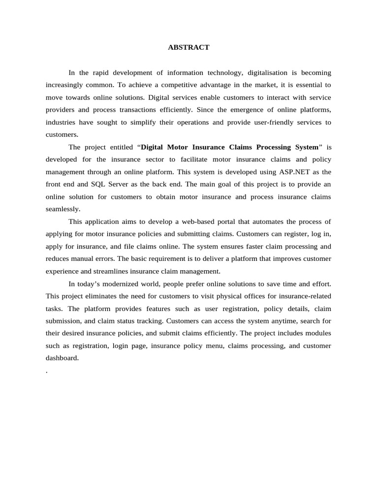 Digital Motor Insurance Claims System | PDF