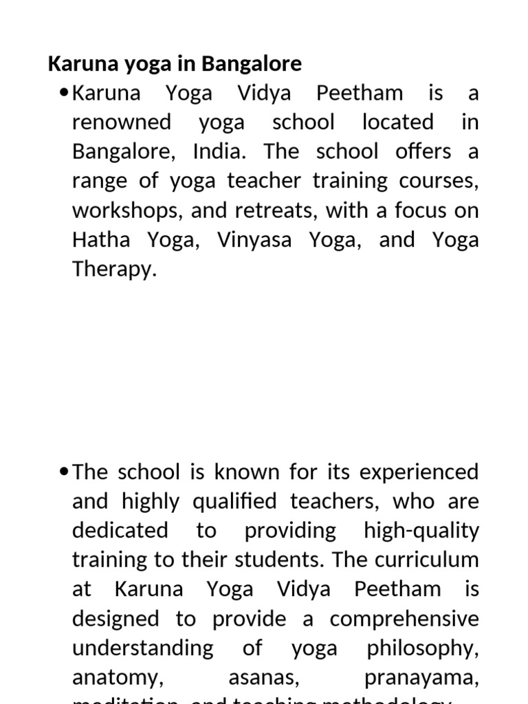 Karuna Yoga Vidya Peetham Overview | PDF