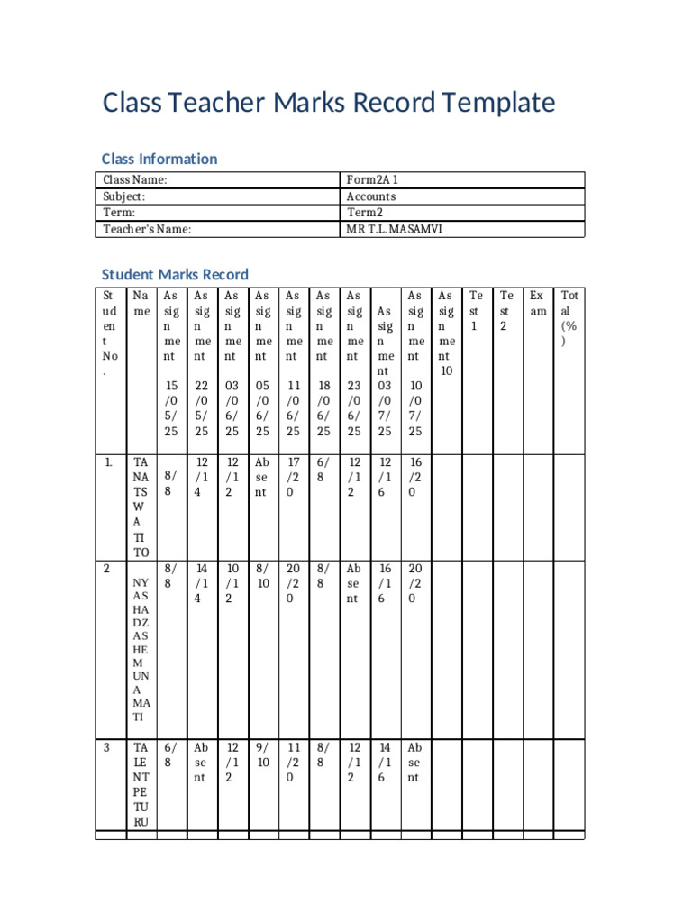 Page 2 Marks 2 Record | PDF