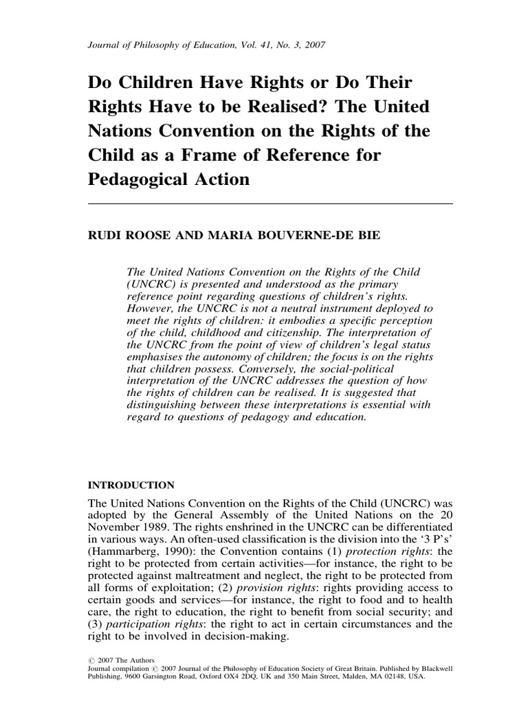 J Philosophy of Edu - 2008 - ROOSE - Do Children Have Rights or Do ...