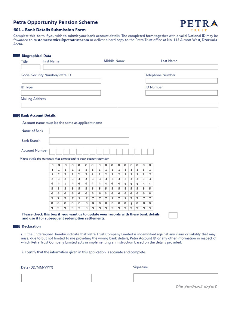 POPS - Bank Details Submission Form PDF | PDF