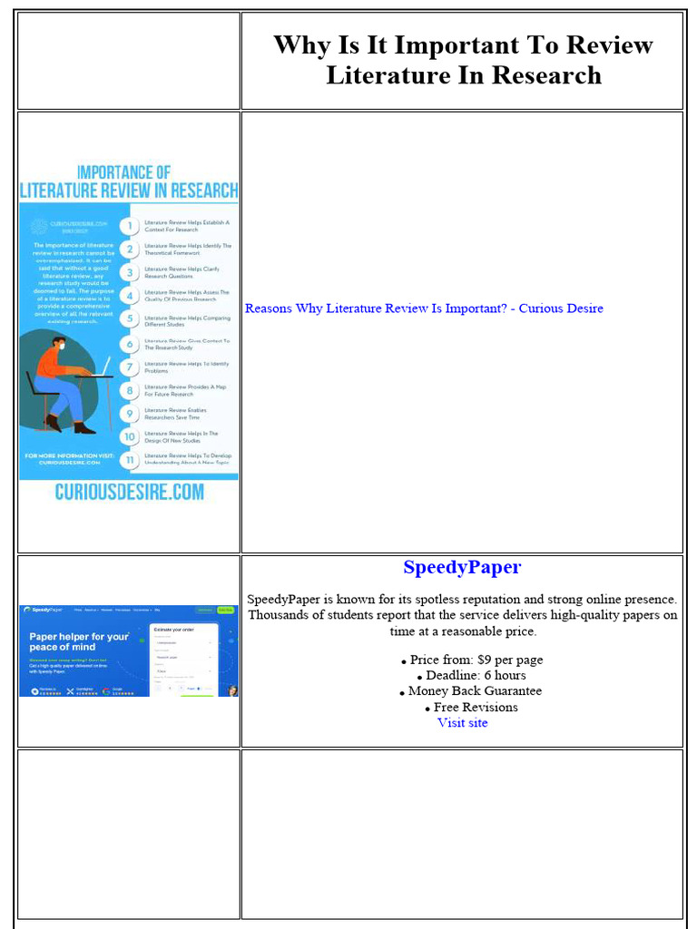 Why Is It Important To Review Literature in Research | PDF | Essays ...