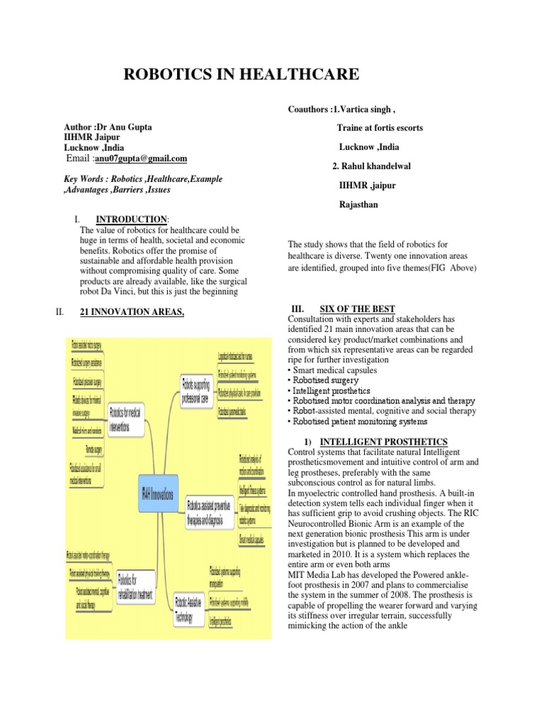 Robotics in Healthcare | PDF | Prosthesis | Surgery
