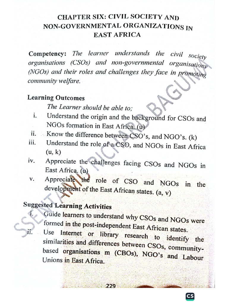 S2TOPIC 6 Civil Society and NGOS in East Africa. | PDF