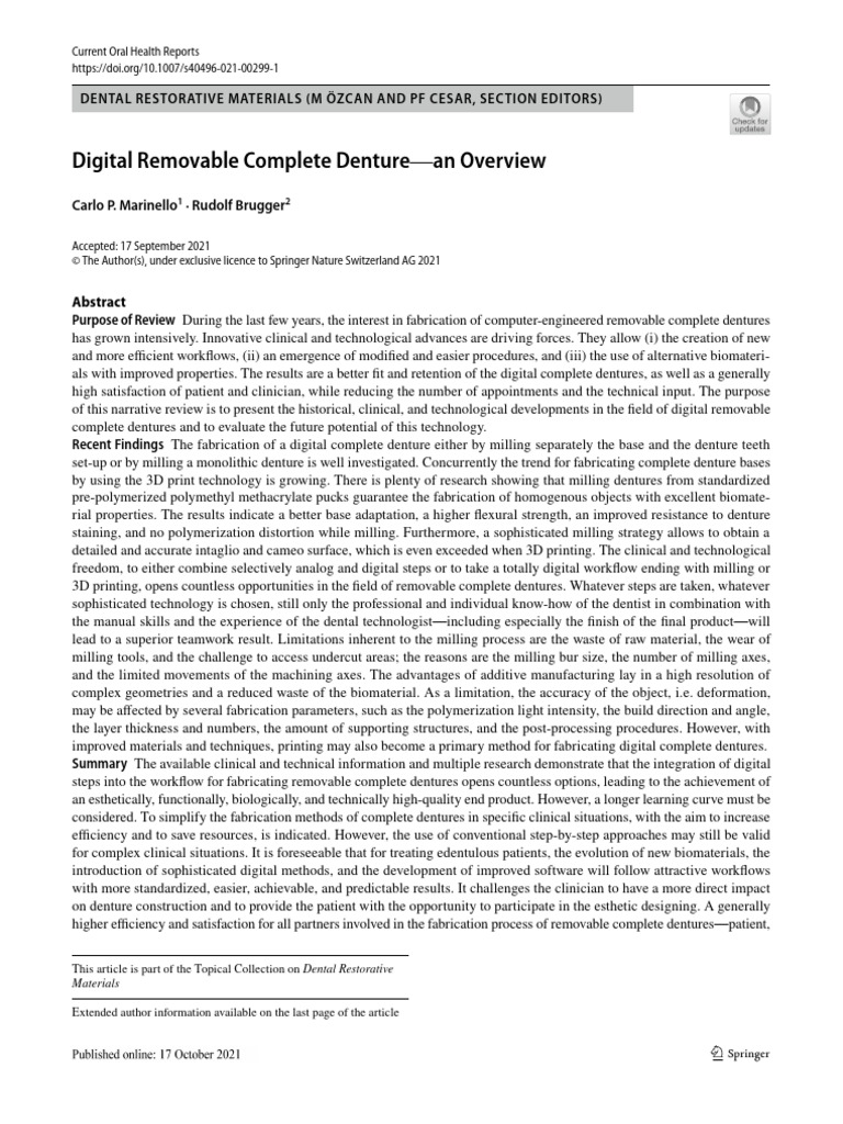 Digital Removable Complete Dentures Overview | PDF | Dentures | Dental ...