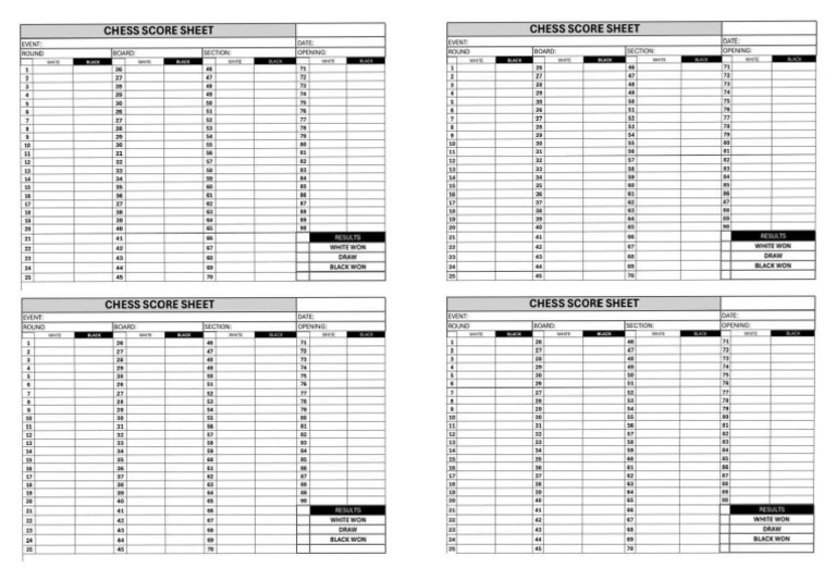 Chess Score Sheet | PDF