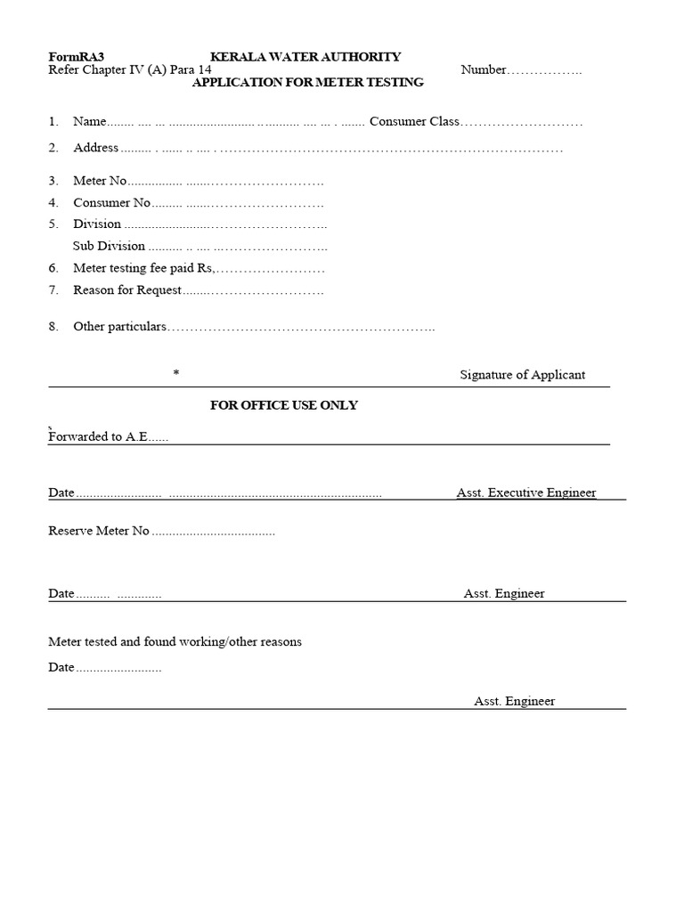 Meter Testing Application Form | PDF