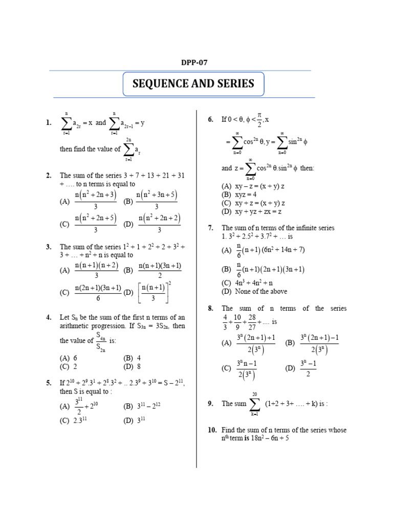 Series Sum Calculations and Solutions | PDF