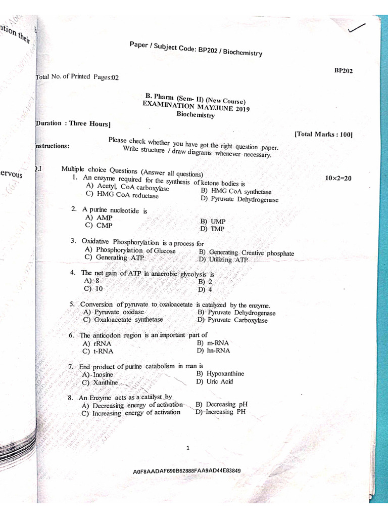 BIOCHEMpyq Sem 2 | PDF