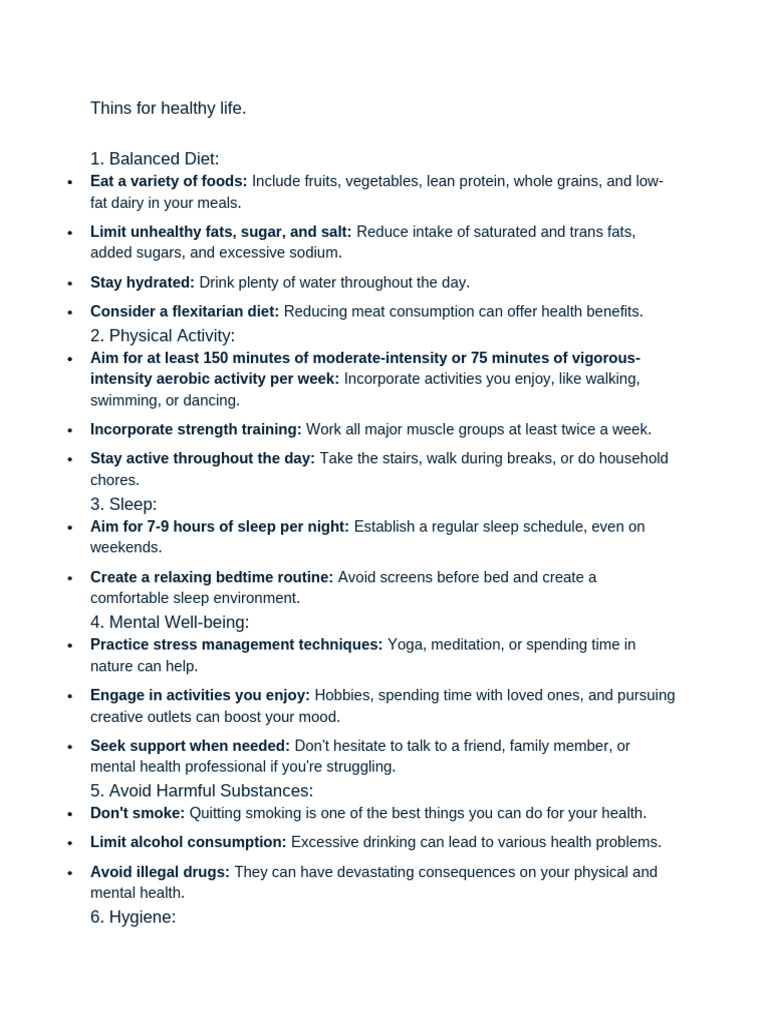 Tips For Healthy Life | PDF