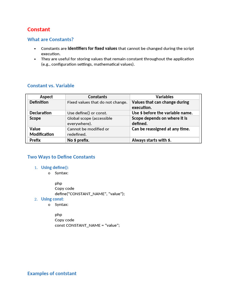 Defining Constants in PHP | PDF