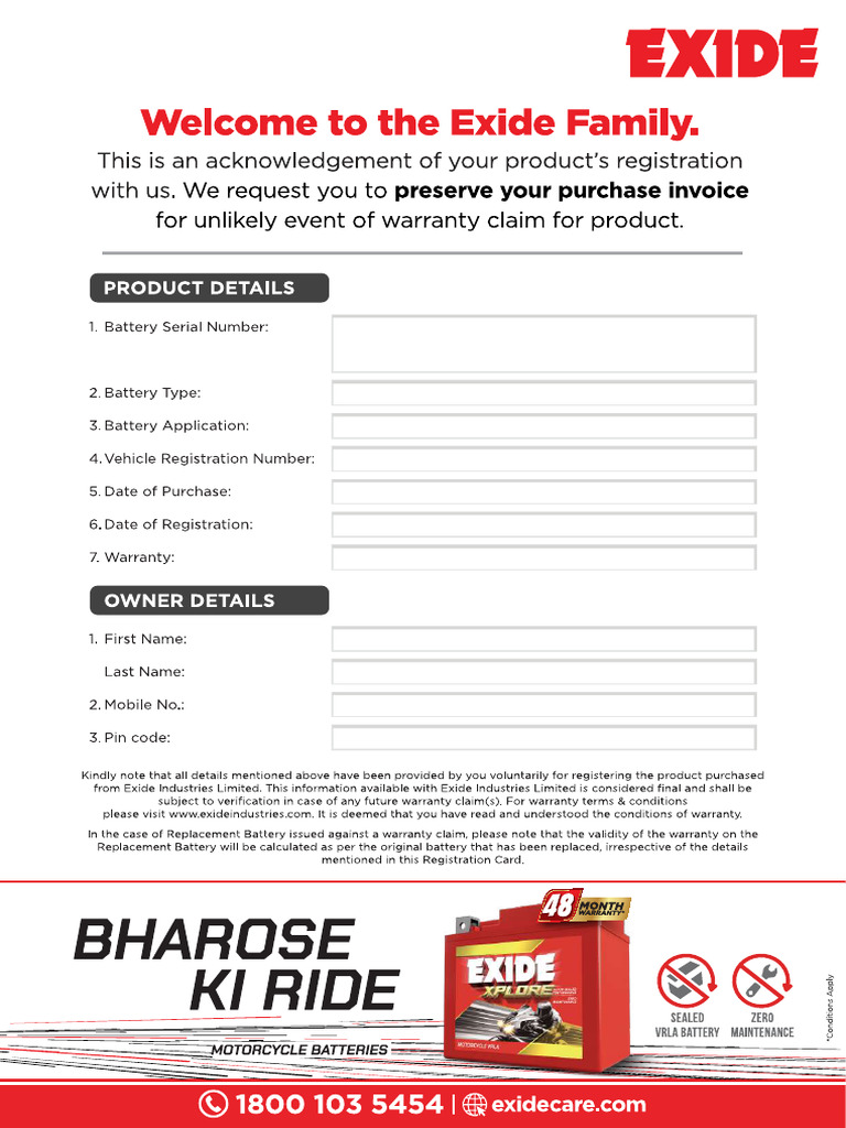 P. B Kamble M6a5u631594 Battery Registration | PDF