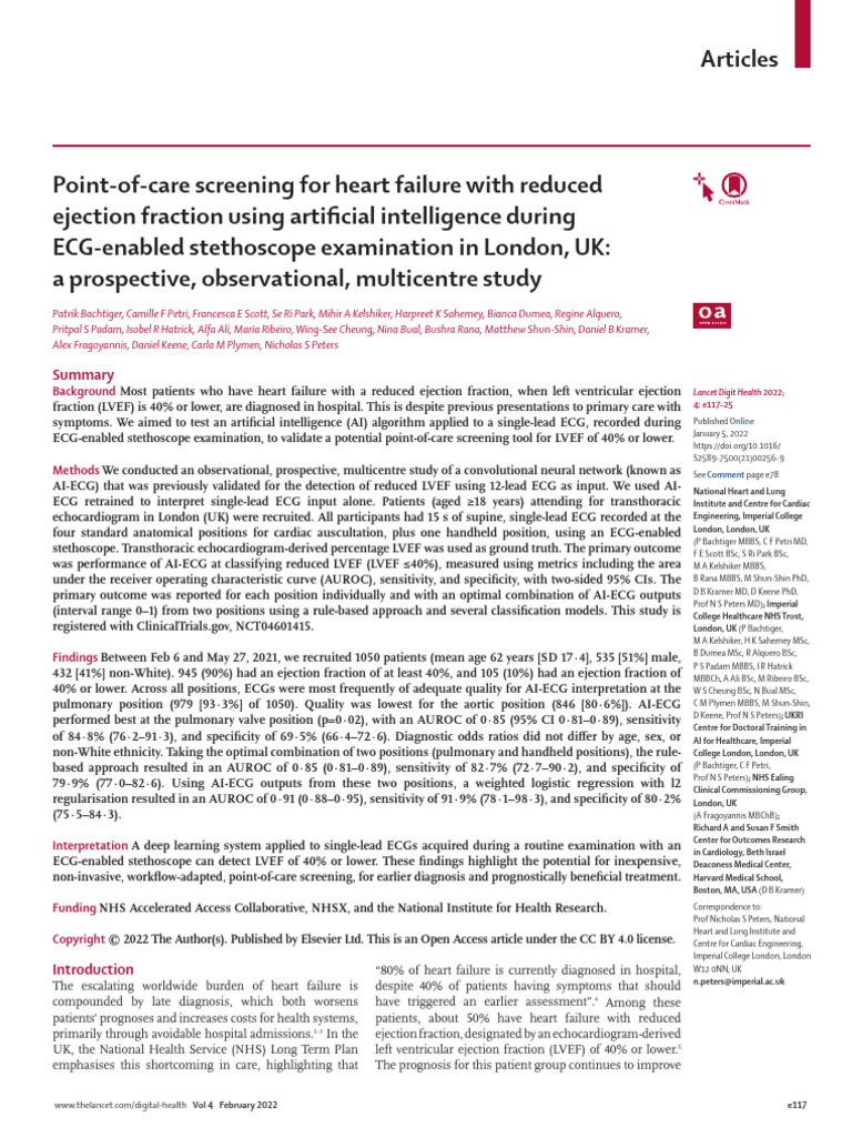 AI Screening for Abnormal Echo Reports | PDF | Echocardiography | Heart ...