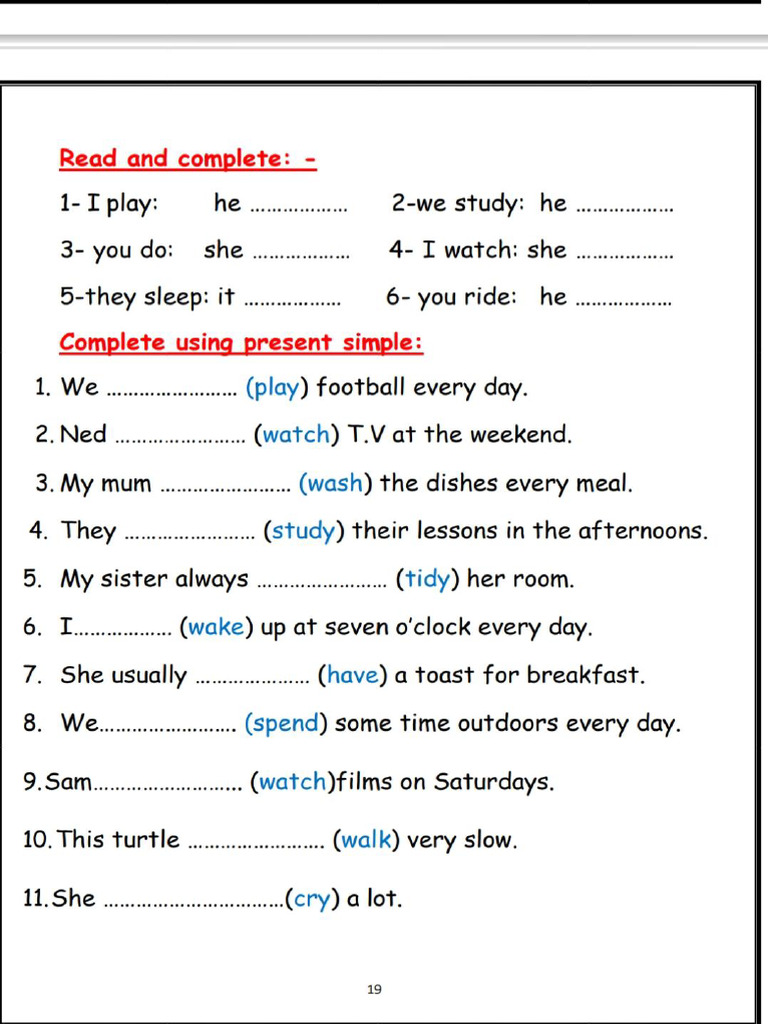 Present Simple Tense Worksheets | PDF