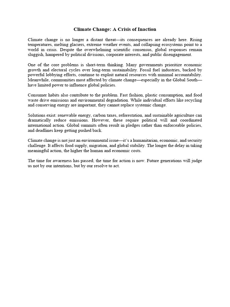 Urgent Action Needed on Climate Crisis | PDF