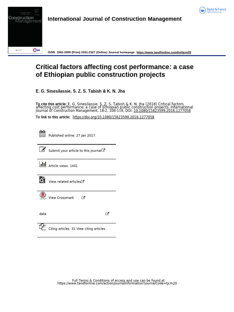 Cost Performance in Ethiopian Construction | PDF | Outlier | Questionnaire
