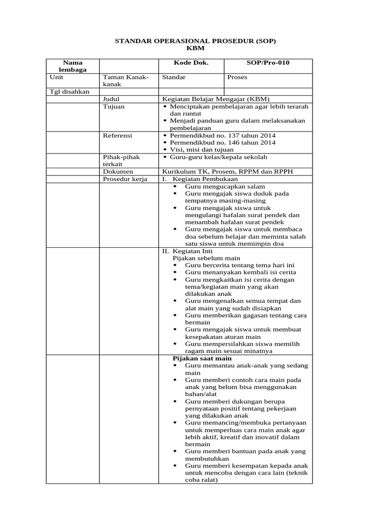 Standar Operasional Prosedur | PDF