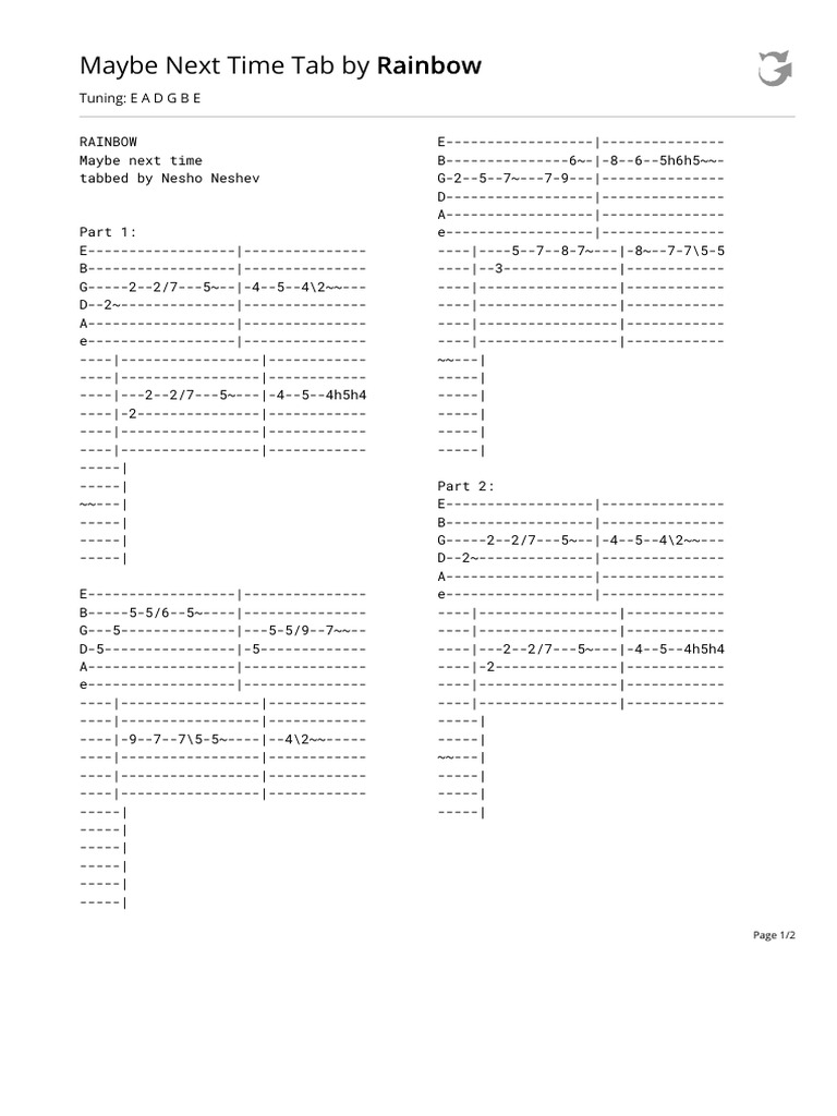 Maybe Next Time Chords for Guitar | PDF