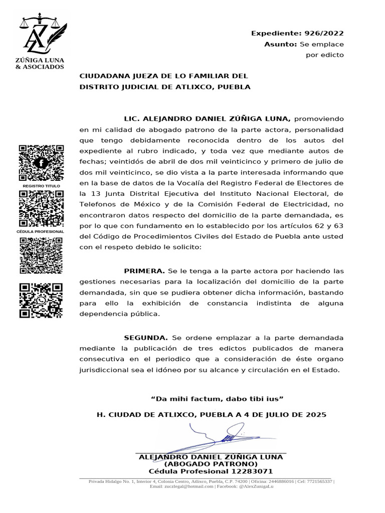 Escrito Se Emplace Por Edicto 2 | PDF | Justicia | Crimen y violencia
