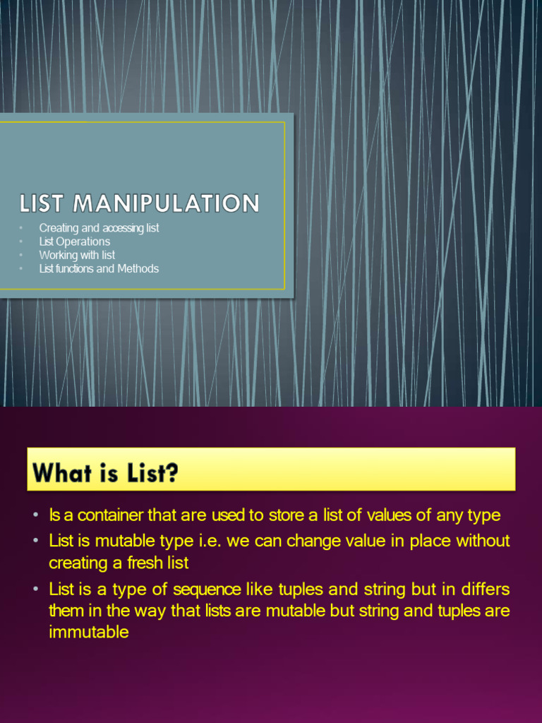 Class 11 List Operations Guide | PDF | String (Computer Science ...